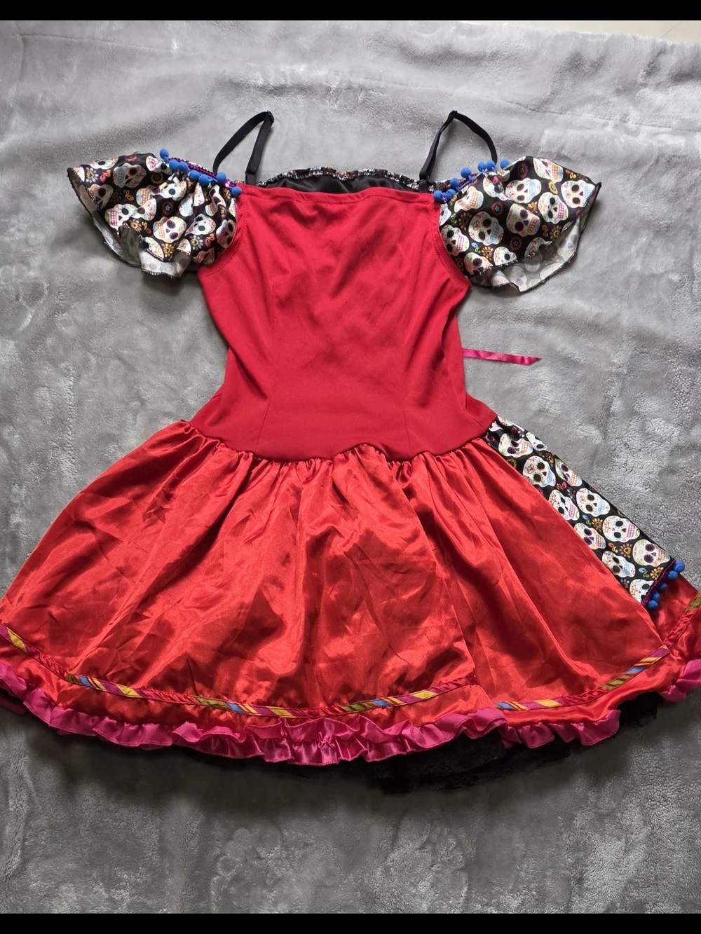 Day of the Dead Sugar Skull Costume Dress Women One Size Halloween Off Shoulder